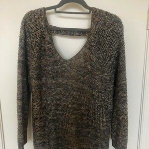 Susina V-Neck Sweater - XL - Grey/Brown Speckle
